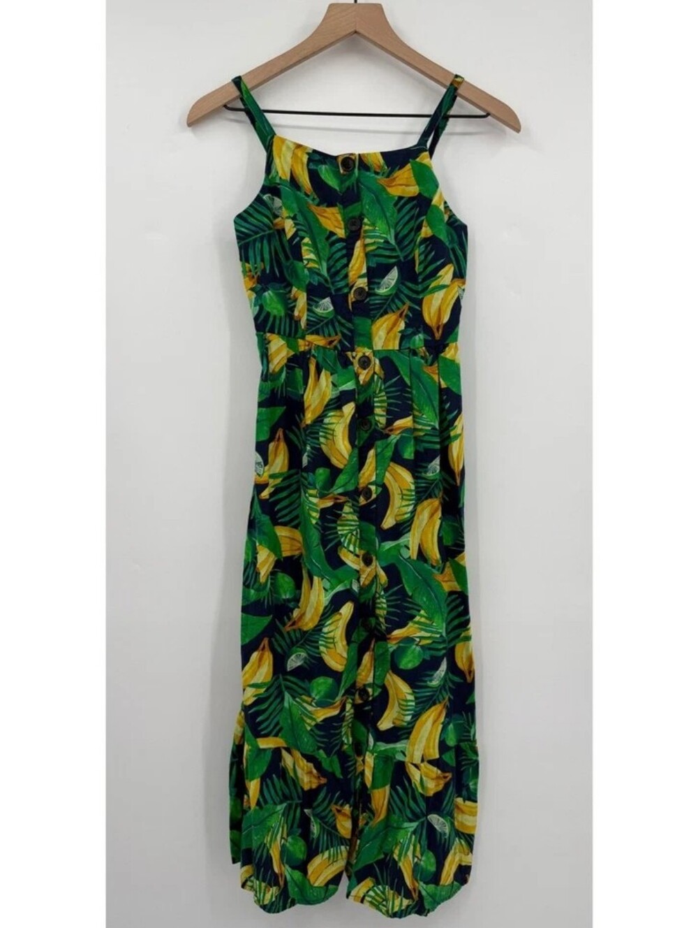 Tropical Banana Leaf Maxi Dress in Green & Yellow